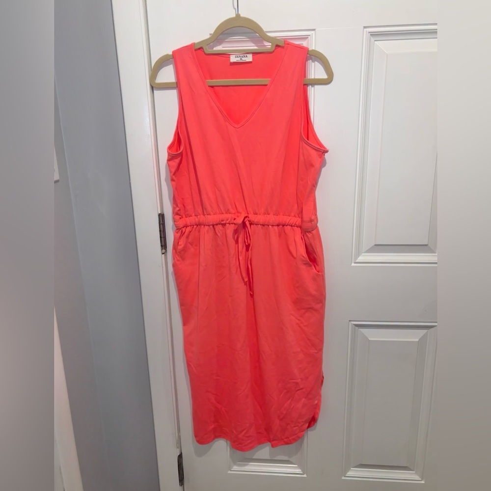Zenana Coral Drawstring Dress -XL